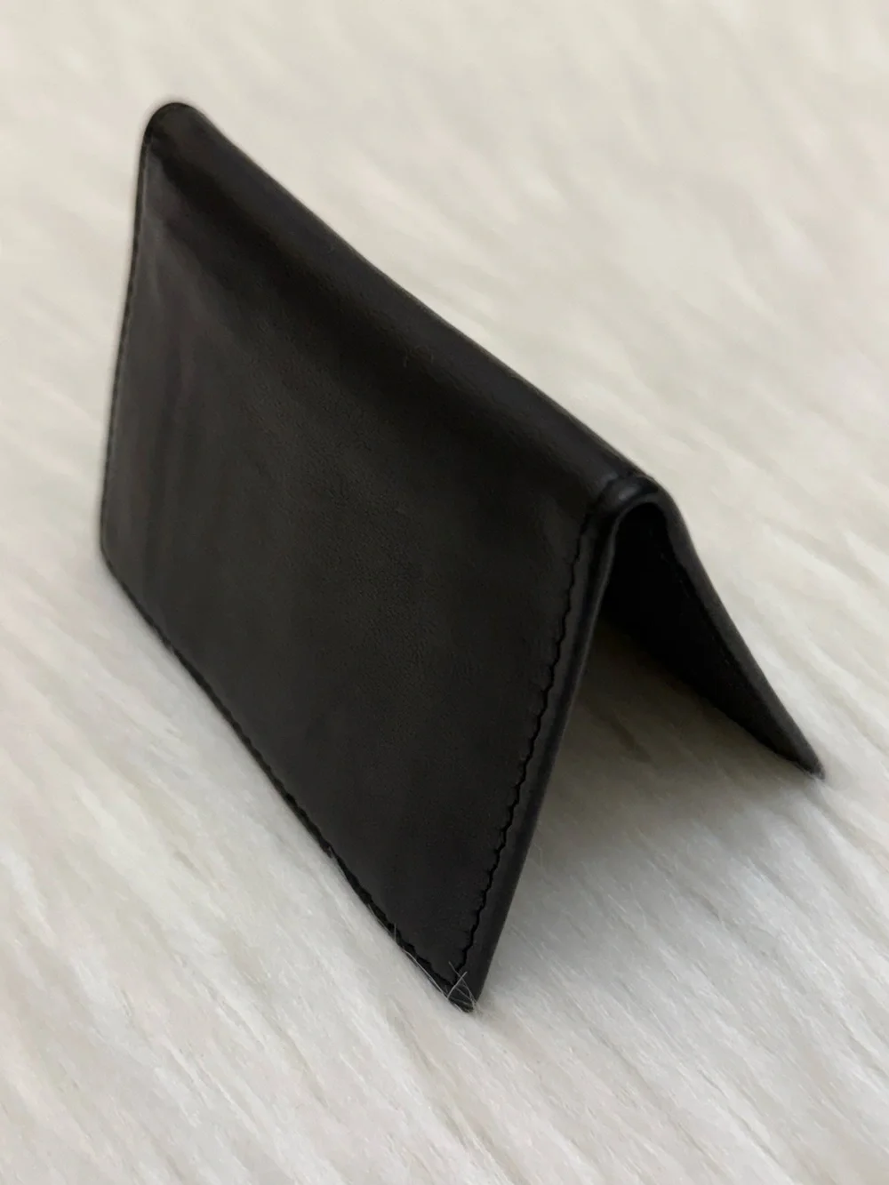 LUCCHESE - BLACK SOFT CALFSKIN LEATHER BIFOLD CARDHOLDER WALLET